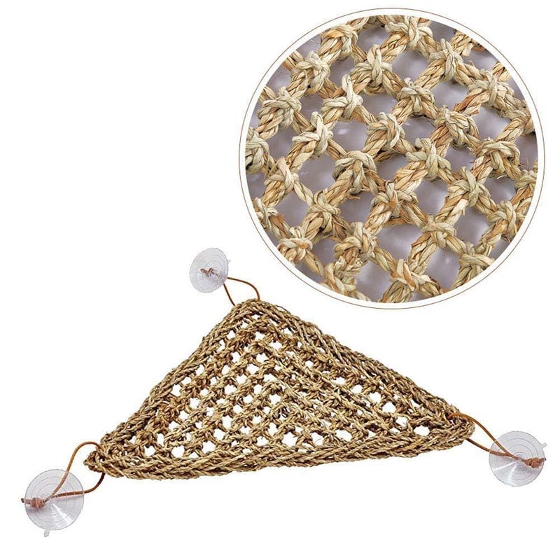 kathson Bearded Dragon Hammock, Bearded Dragon Accessories, Natural Seagrass Reptile Hammock, Reptile Lounger Habitat Decor for Chameleons, Lizards, Geckos, and Snakesï¼ˆ11 x 7.8 x 7.8 inches, 2 PCSï¼‰ - Image 2